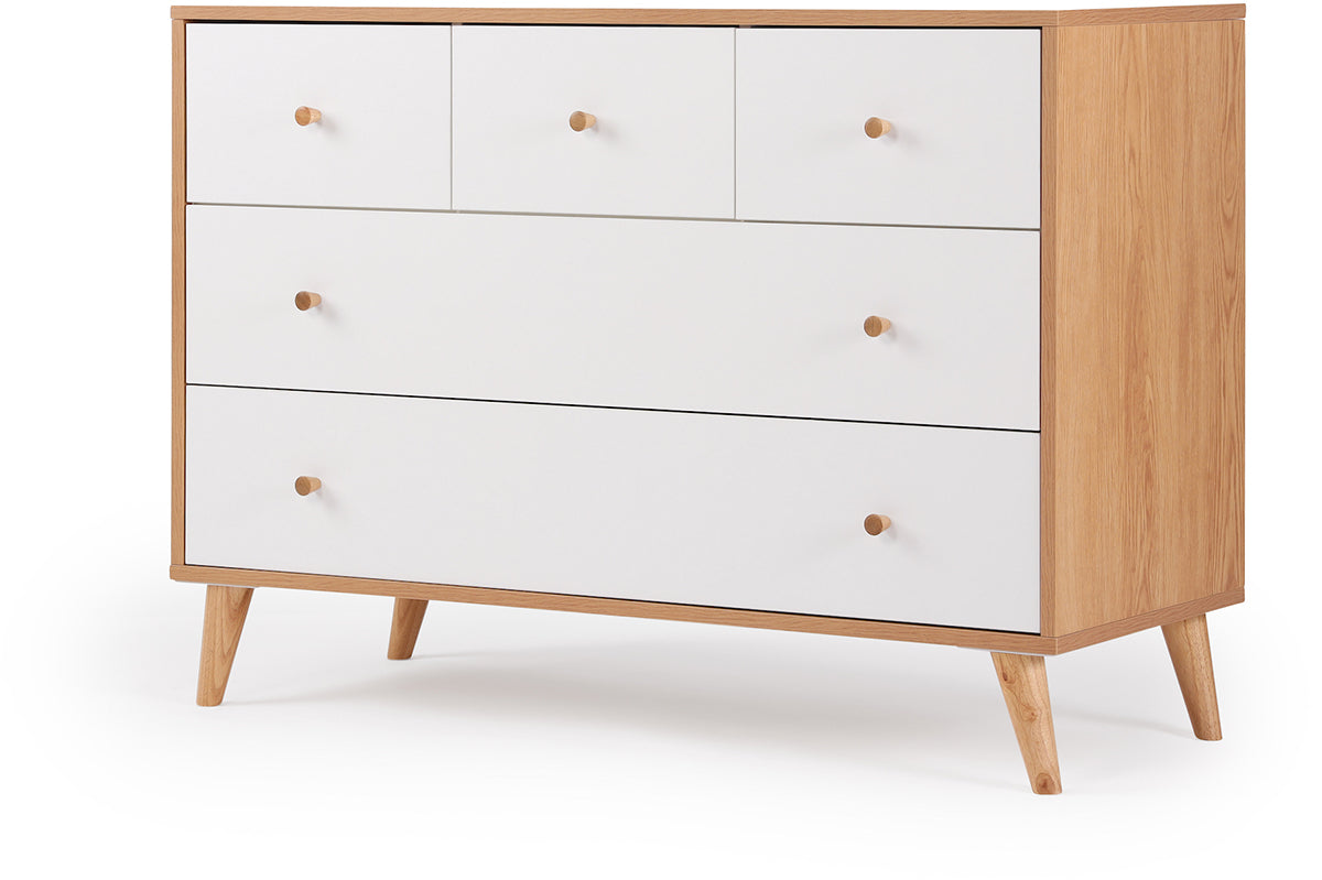 dadada Austin 5-Drawer Dresser - White / Red Oak