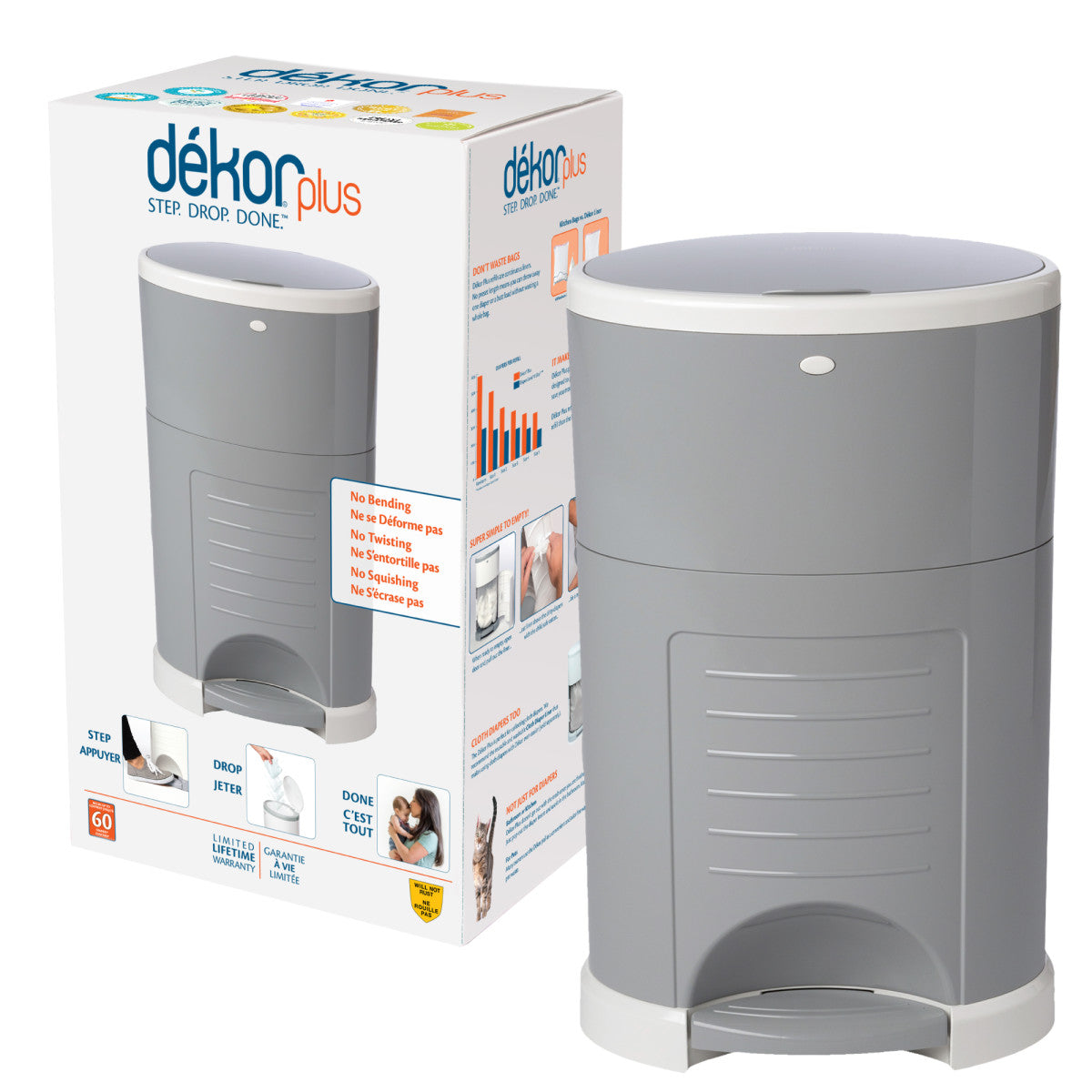 Dekor Diaper Dekor Plus Diaper Pail - Gray