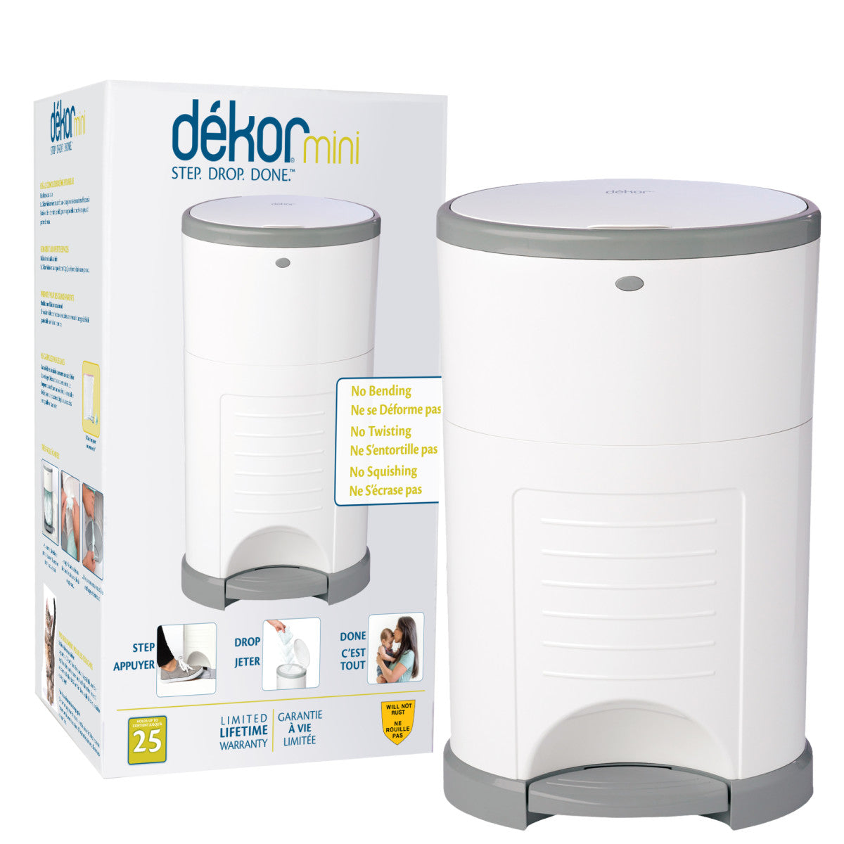 Dekor Diaper Dekor Mini Diaper Pail - White