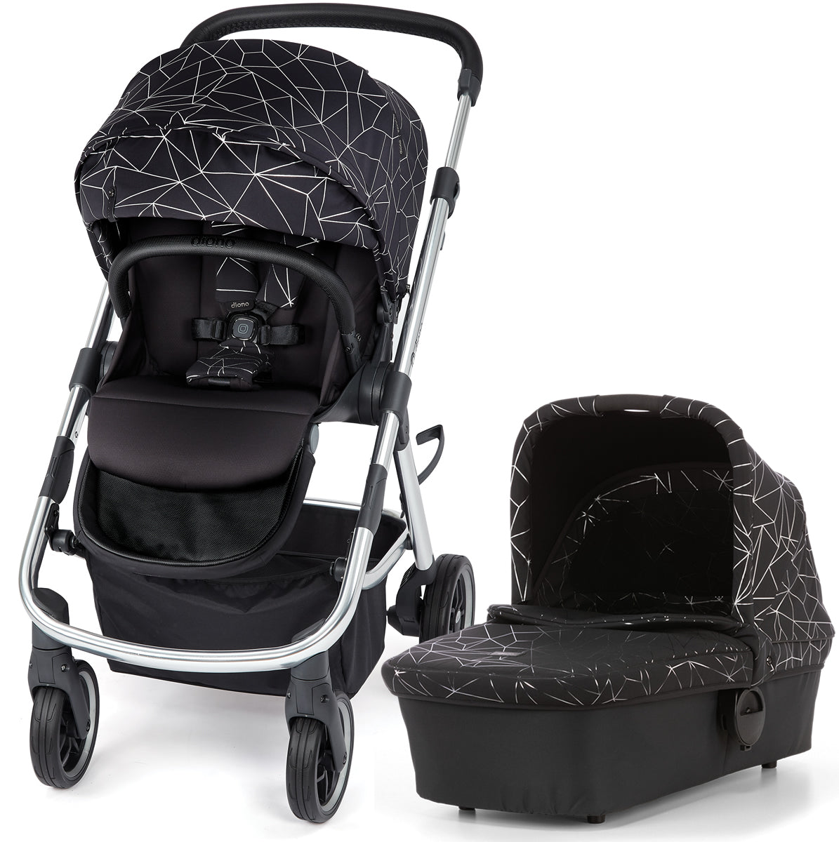 Diono Excurze Stroller & Carrycot - Luxe Black Platinum