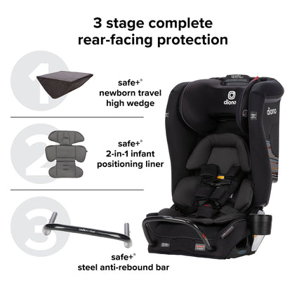 Diono Radian 3 RXT Safe+ Narrow All-in-One Convertible Car Seat - Black Jet