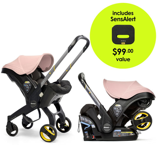 Doona+ Infant Car Seat & Stroller + SensAlert Pad Bundle - Blush Pink