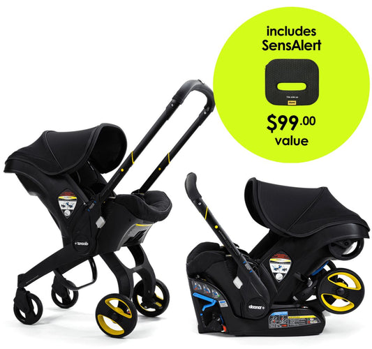 Doona+ Infant Car Seat & Stroller + SensAlert Pad Bundle - Midnight