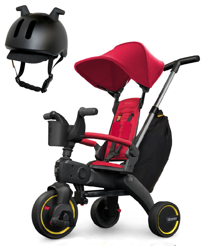 Doona Liki Trike S3 + Liki Helmet Bundle - Flame Red / Black