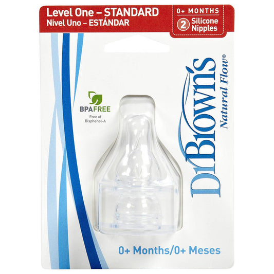 Dr. Brown's Level-1 Standard Neck Nipple, 2-Pack