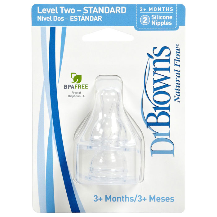 Dr. Brown's Level-2 Standard Neck Nipple, 2-Pack