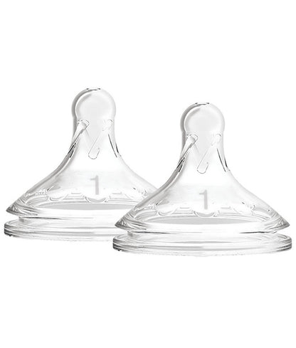 Dr. Brown's Options+ Level 1 Natural Silicone Nipple, Wide-Neck - 2-Pack