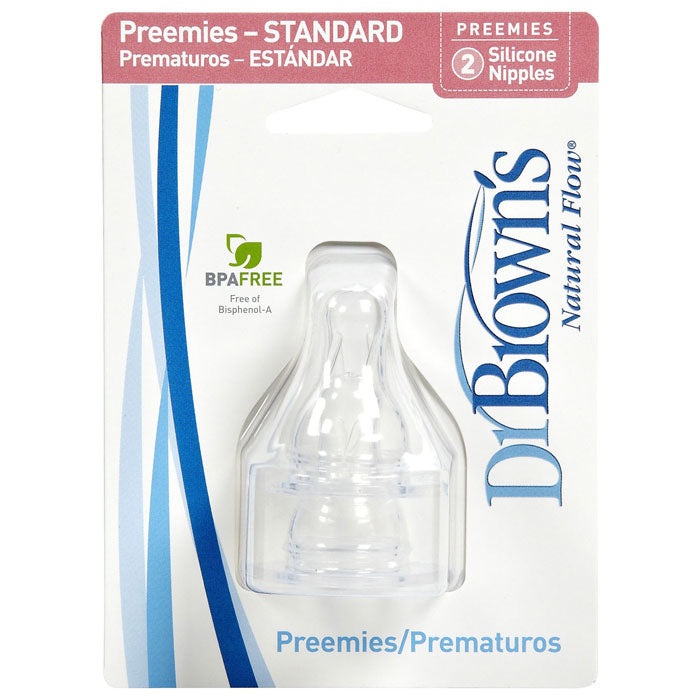 Dr. Brown's Preemie Standard Neck Nipple, 2-Pack