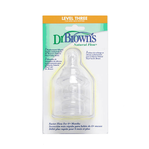 Dr. Brown's Wide Neck Level Three Feeding Nipple- 3 Pack