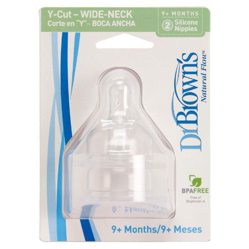 Dr. Brown's Y-Cut Wide Neck Nipple, 2-Pack