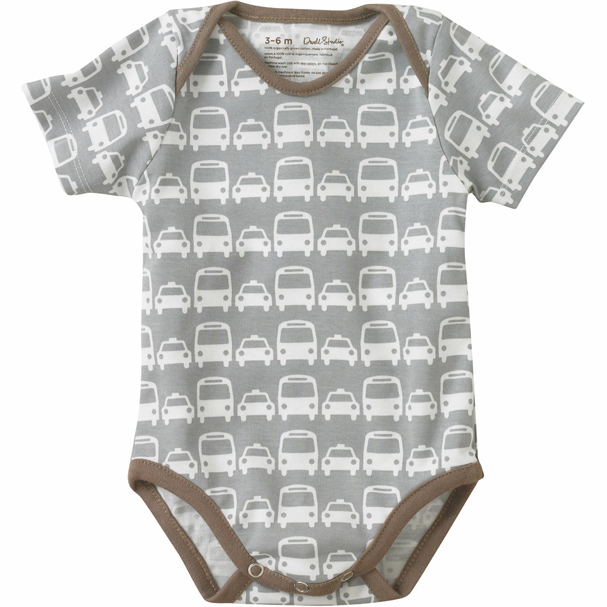 DwellStudio Cars Grey Short Sleeve Bodysuit 0-3 Mo.