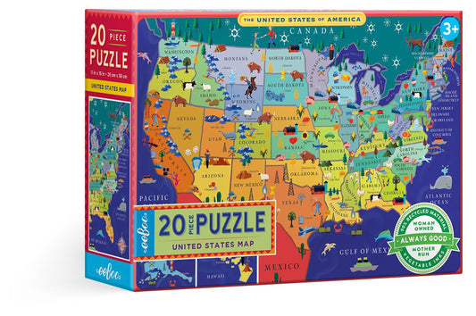 eeBoo 20 Piece Big Puzzle - United States Map