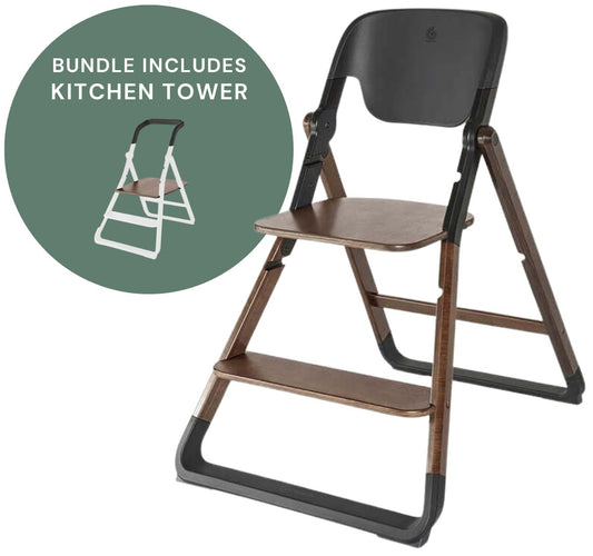 Ergobaby Evolve Chair + Kitchen Tower Bundle - Dark Wood