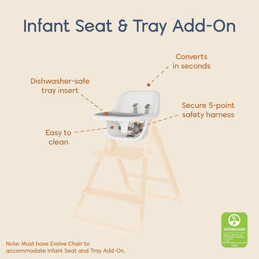 Ergobaby Evolve Infant Seat and Tray Add-On for Dark Wood Chair