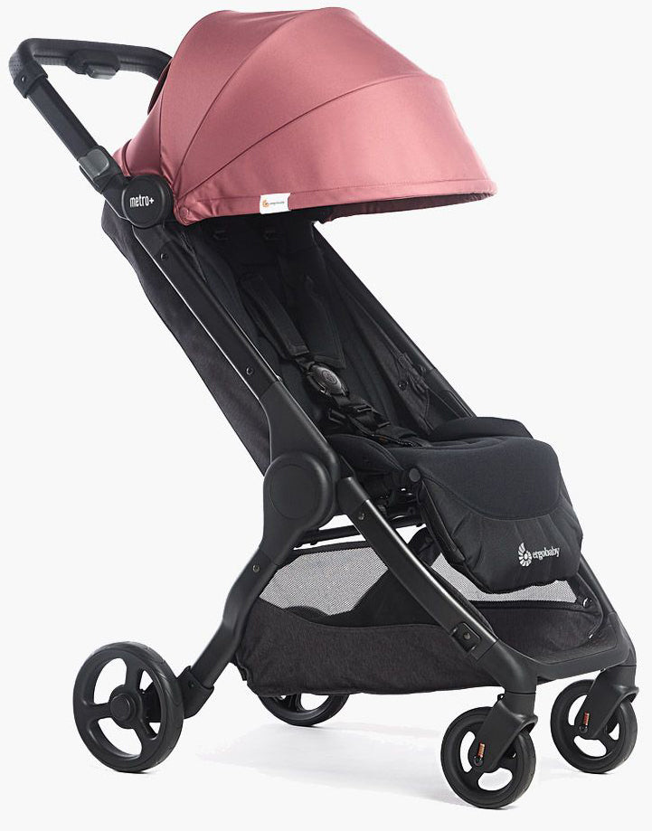 Ergobaby Metro+ Compact City Stroller Bundle - Black w/ Rose Sunshade