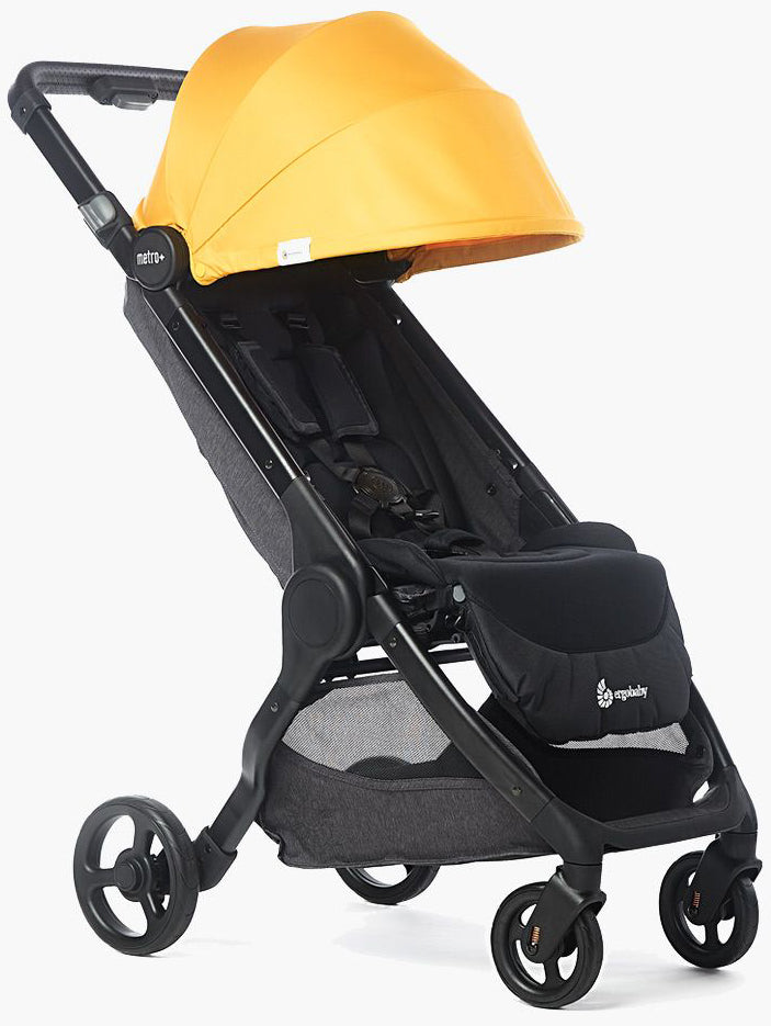 Ergobaby Metro+ Compact City Stroller Bundle - Black w/ Yellow Sunshade