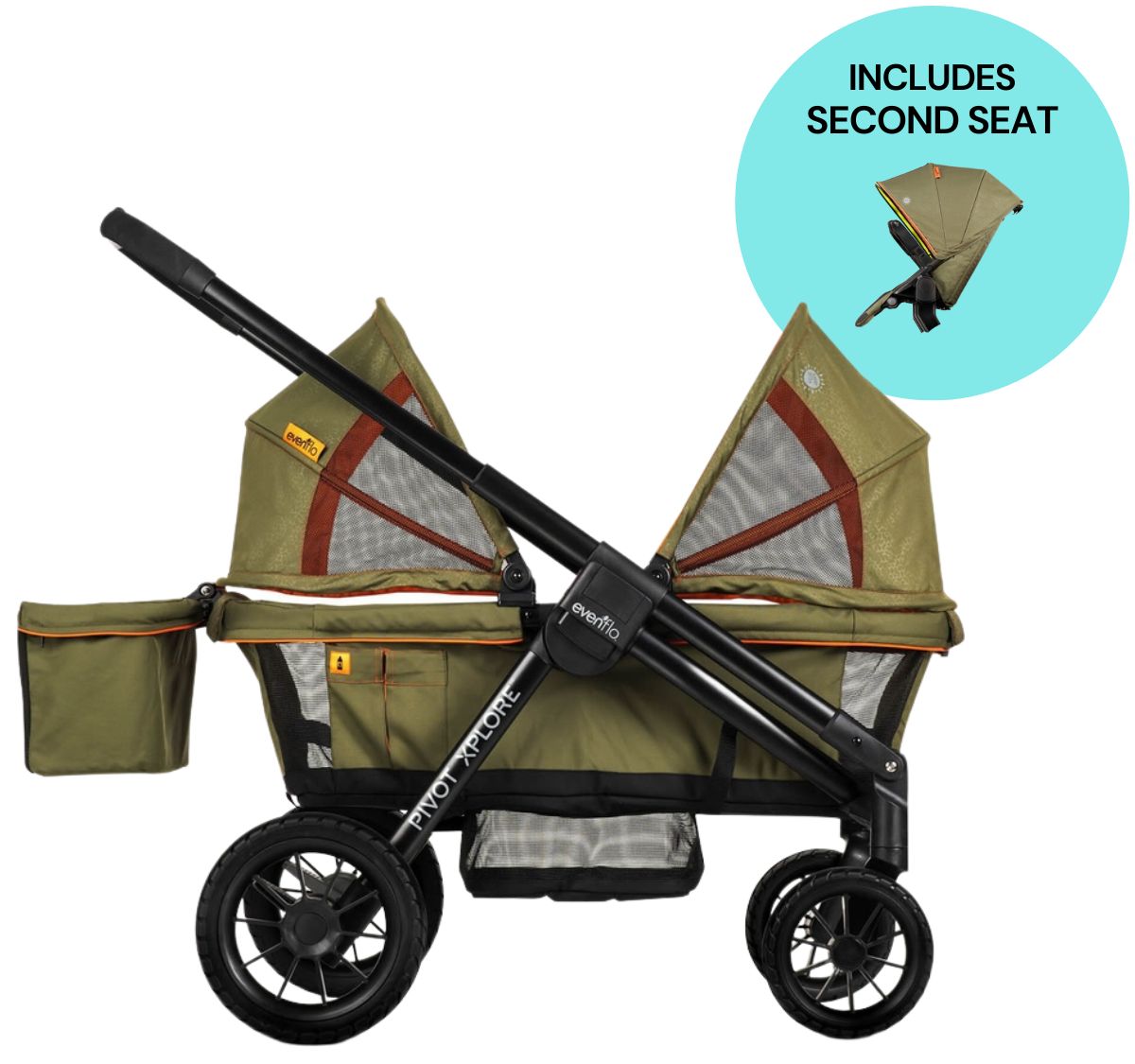 Evenflo Pivot Xplore All-Terrain Stroller Wagon + Second Seat Bundle - Gypsy