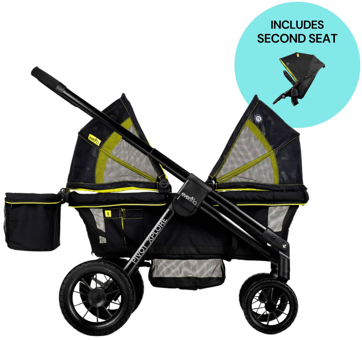 Evenflo Pivot Xplore All-Terrain Stroller Wagon + Second Seat Bundle - Wayfarer