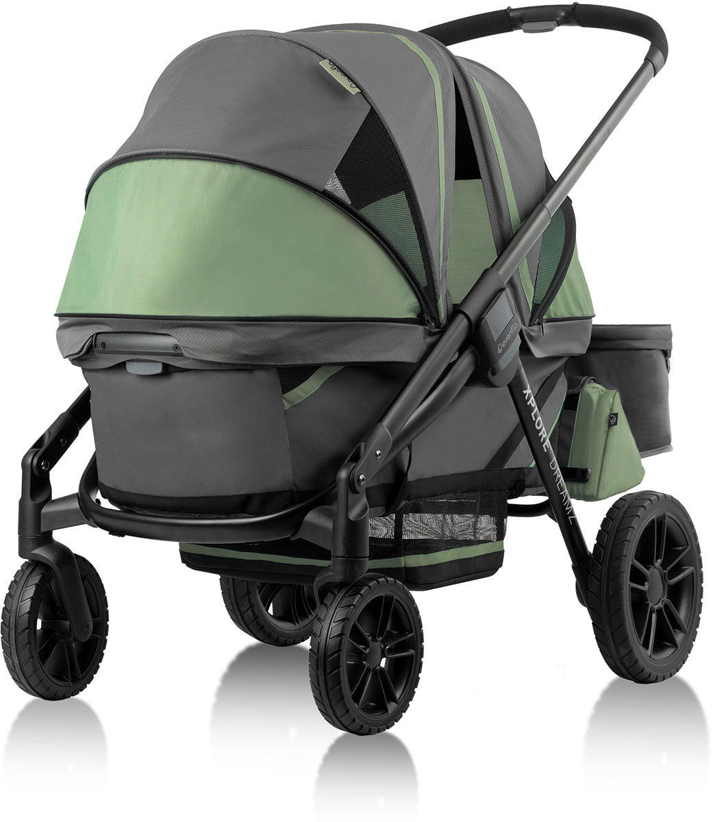 Evenflo Pivot Xplore Dreamz All-Terrain Stroller Wagon with Bassinet Insert - Voyager Green