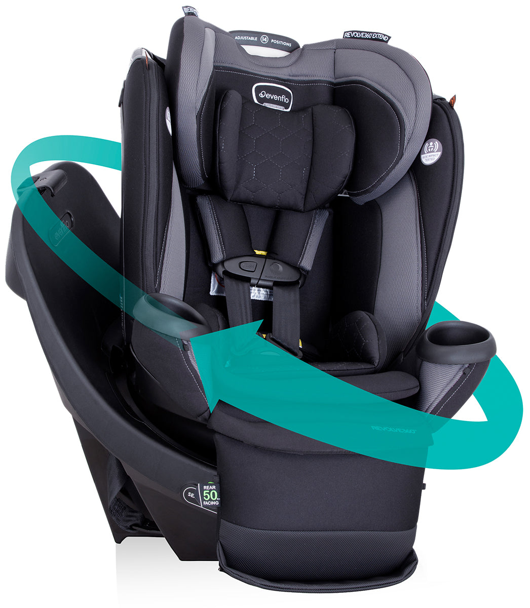 Evenflo Revolve360 Extend Rotational All-in-one Convertible Car Seat With Quick Clean Cover - Revere Gray