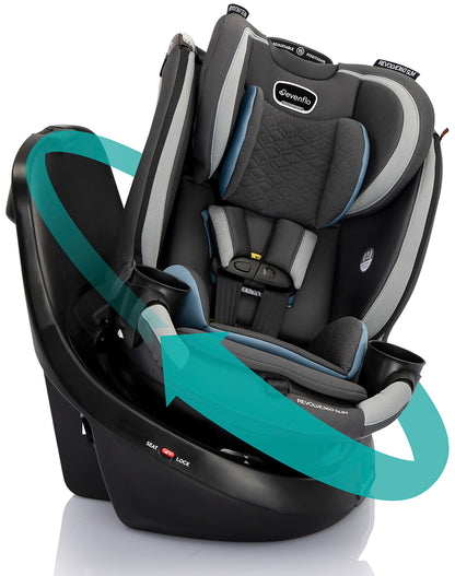 Evenflo Revolve360 Slim 2-in-1 Rotational Convertible Car Seat with Quick Clean Cover - Stow Blue