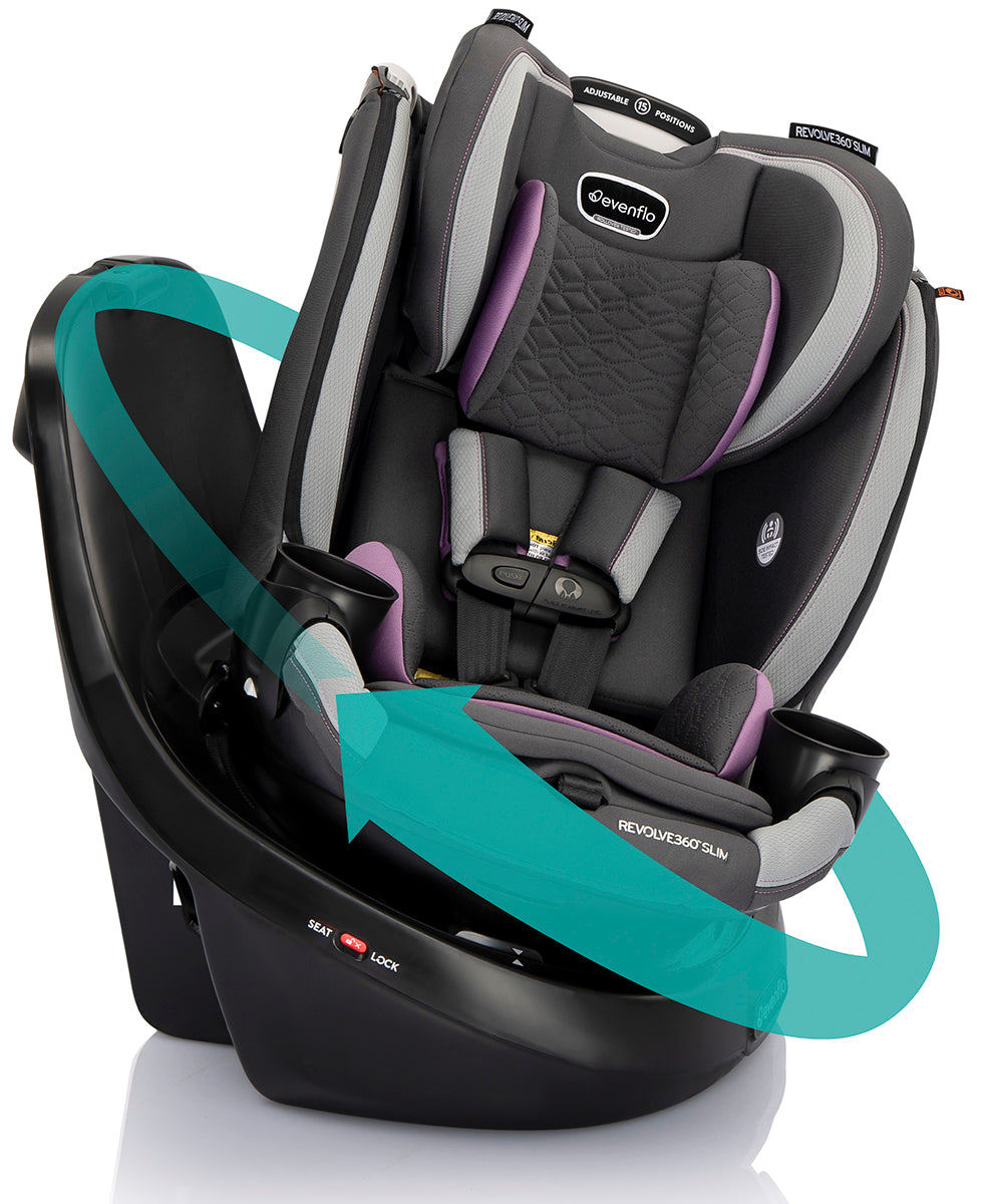 Evenflo Revolve360 Slim 2-in-1 Rotational Convertible Car Seat with Quick Clean Cover - Sutton Purple