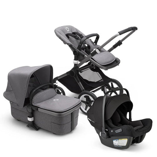 Bugaboo Fox3 Complete Stroller + Turtle Air Shield Travel System Bundle - Graphite / Grey Melange / Grey Melange / Black