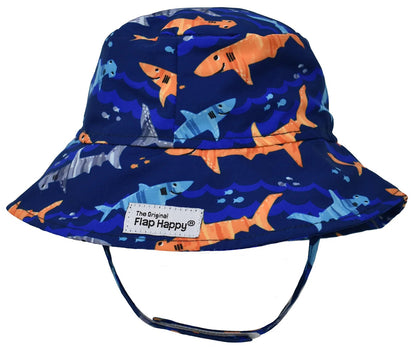 Flap Happy UPF50+ Bucket Sun Hat, Large (12-24m) - Artsy Sharks