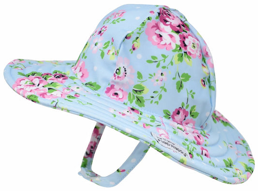 Flap Happy UPF50+ Summer Splash Swim Hat, Large (12-24m) - Blue Country Floral