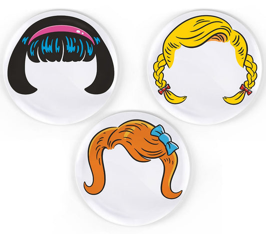 Fred & Friends Girl's Hairstyle Dinner Plates, Set of 3