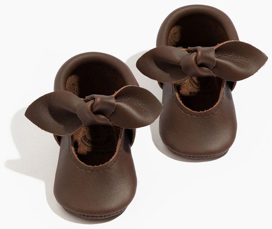 Freshly Picked Knotted Bow Moccasins, Size 2 - Espresso