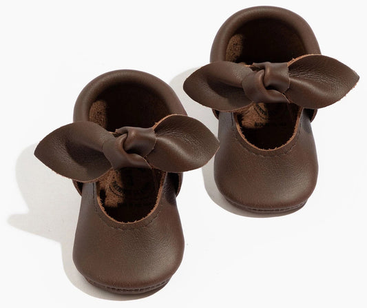 Freshly Picked Knotted Bow Moccasins, Size 3 - Espresso