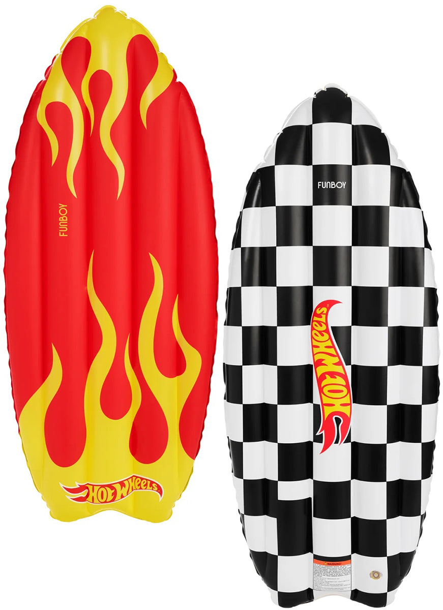 FUNBOY X Hot Wheels Checkered Flame Reversible Surfboard Pool Float