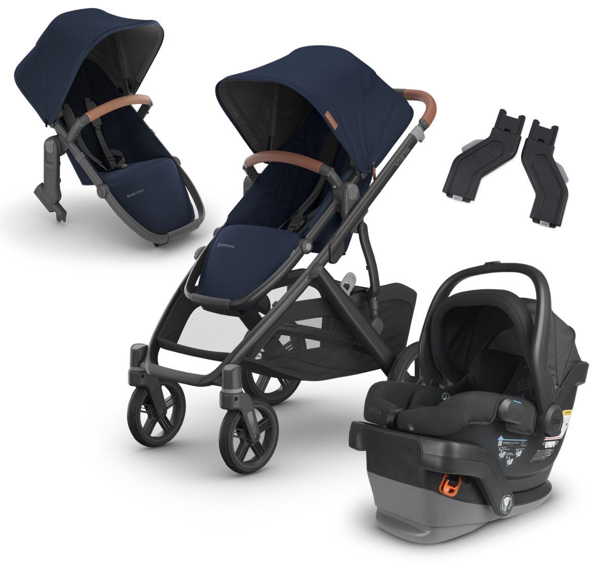 UPPAbaby VISTA V3 Double Stroller with V2+ Rumbleseat + MESA V2 Travel System Bundle - Noa / Jake