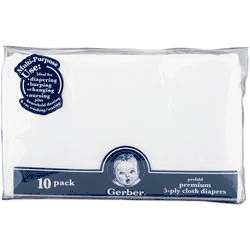 Gerber White 10 Pack Prefold Gauze 5-Ply Cloth Diapers