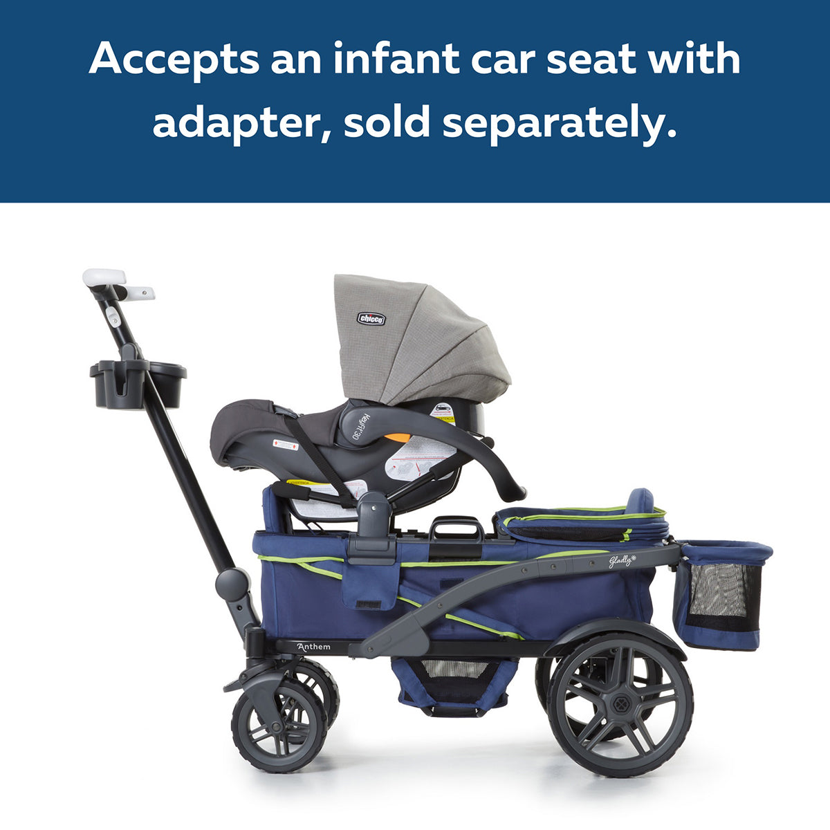 Gladly Family Anthem2 All-Terrain (2 Seater) Stroller Wagon - Electric Silver