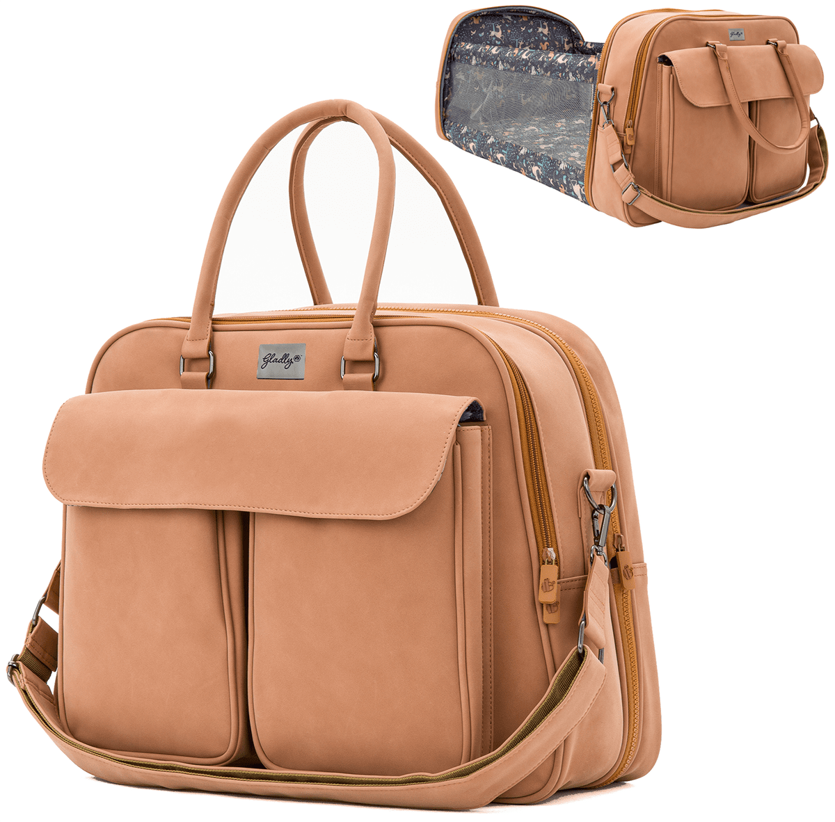 Gladly Family Pod Diaper Bag Changing Station + Travel Cot - Porcini Tan