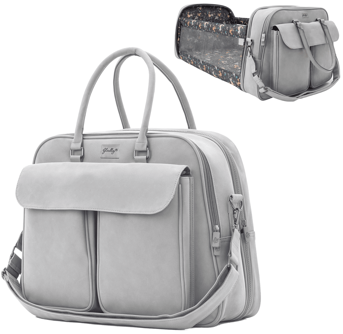 Gladly Family Pod Diaper Bag Changing Station + Travel Cot - Whisper Gray