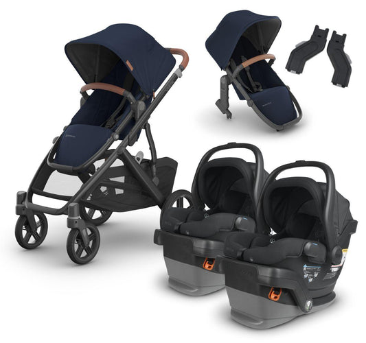 UPPAbaby VISTA V3 Twin Double Stroller with V2+ Rumbleseat + MESA V2 Travel System Bundle - Noa / Jake