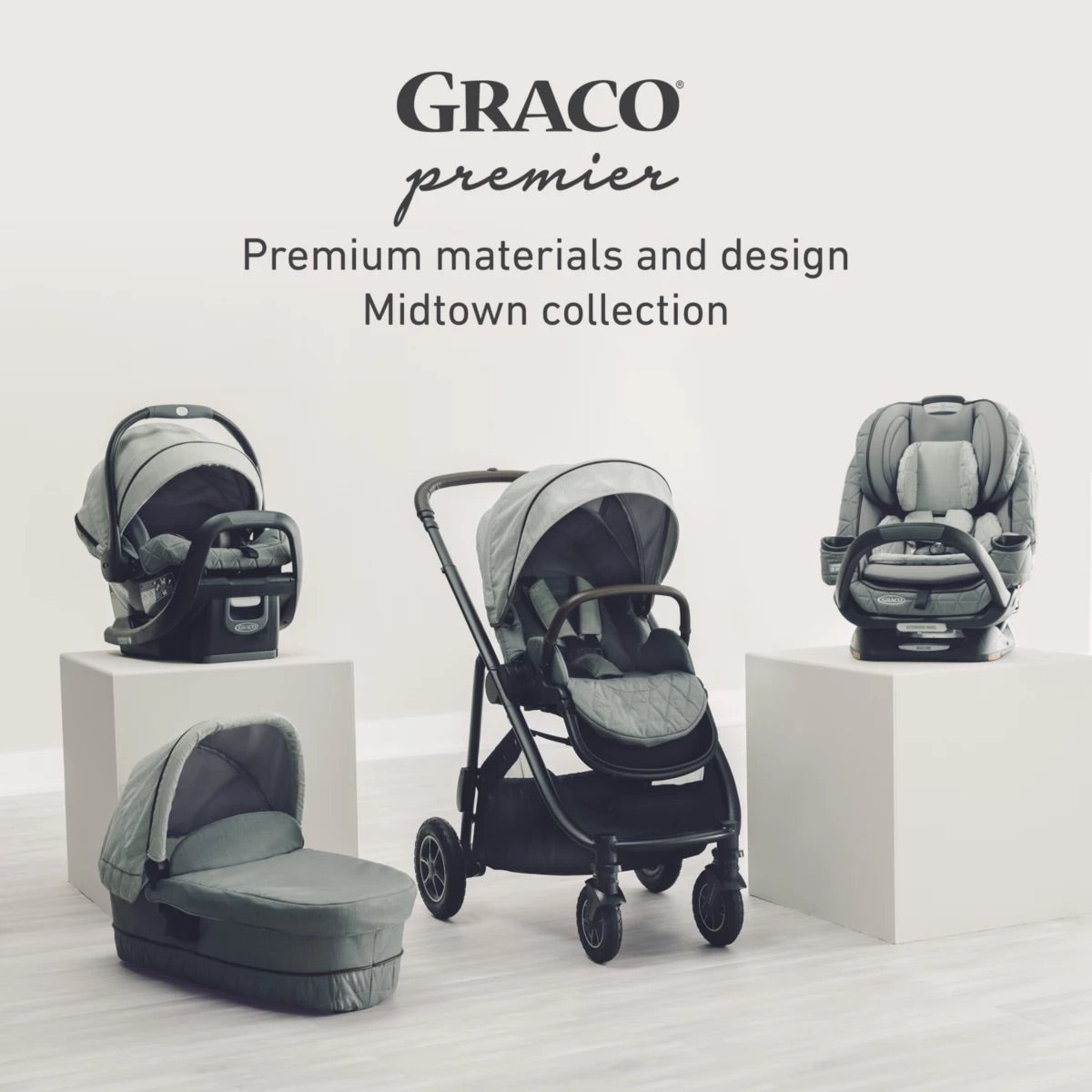 Graco Premier 4Ever DLX Extend2Fit SnugLock 4-in-1 Car Seat with Anti-Rebound Bar - Midtown