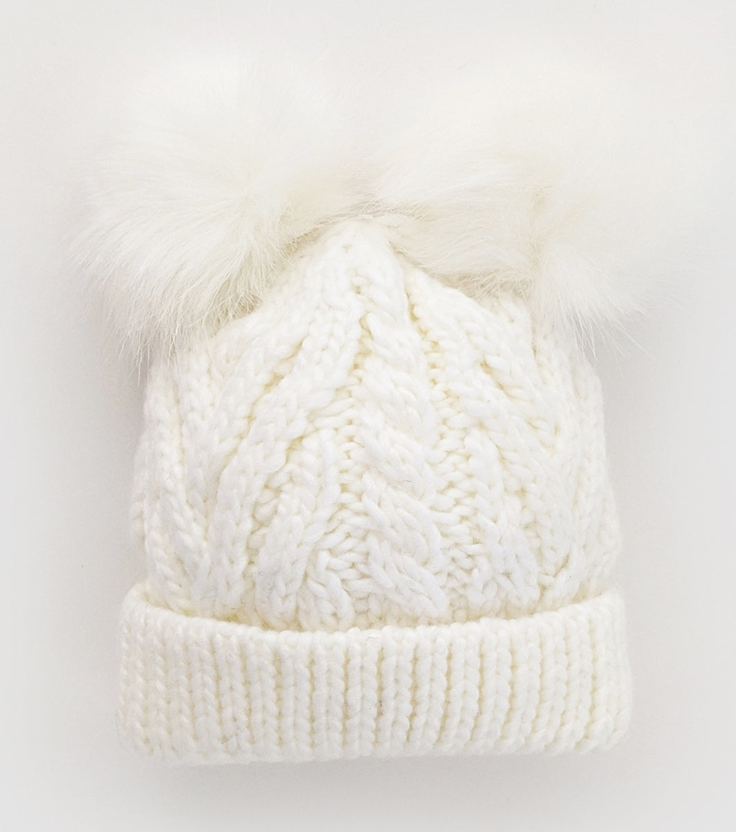 Huggalugs Fluffer Beanie Hat - Winter White, Medium (6-24 months)