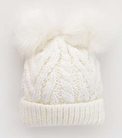 Huggalugs Fluffer Beanie Hat - Winter White, Medium (6-24 months)