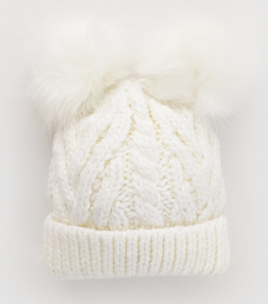 Huggalugs Fluffer Beanie Hat - Winter White, Small (0-6 months)