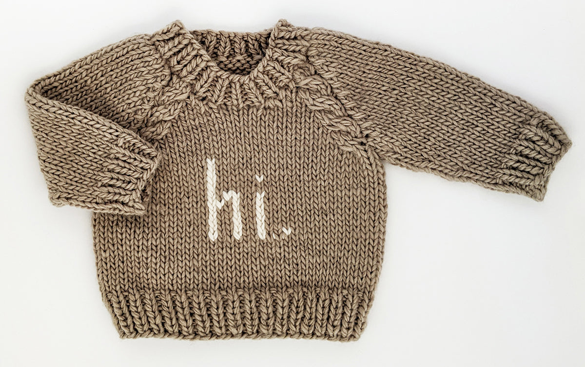 Huggalugs hi. Crew Neck Sweater - Pebble, 0-6 months