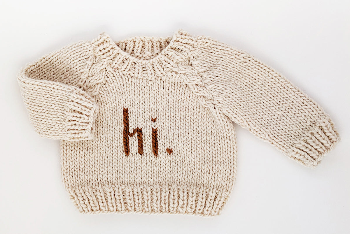 Huggalugs hi. Crew Neck Sweater - Pecan, 0-6 months