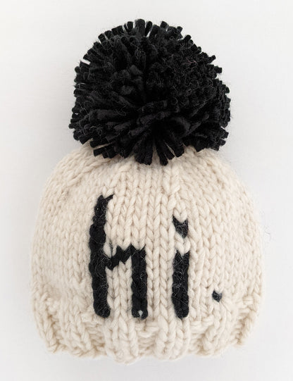 Huggalugs hi. Hand Knit Beanie Hat - Black, Large (2-6 years)