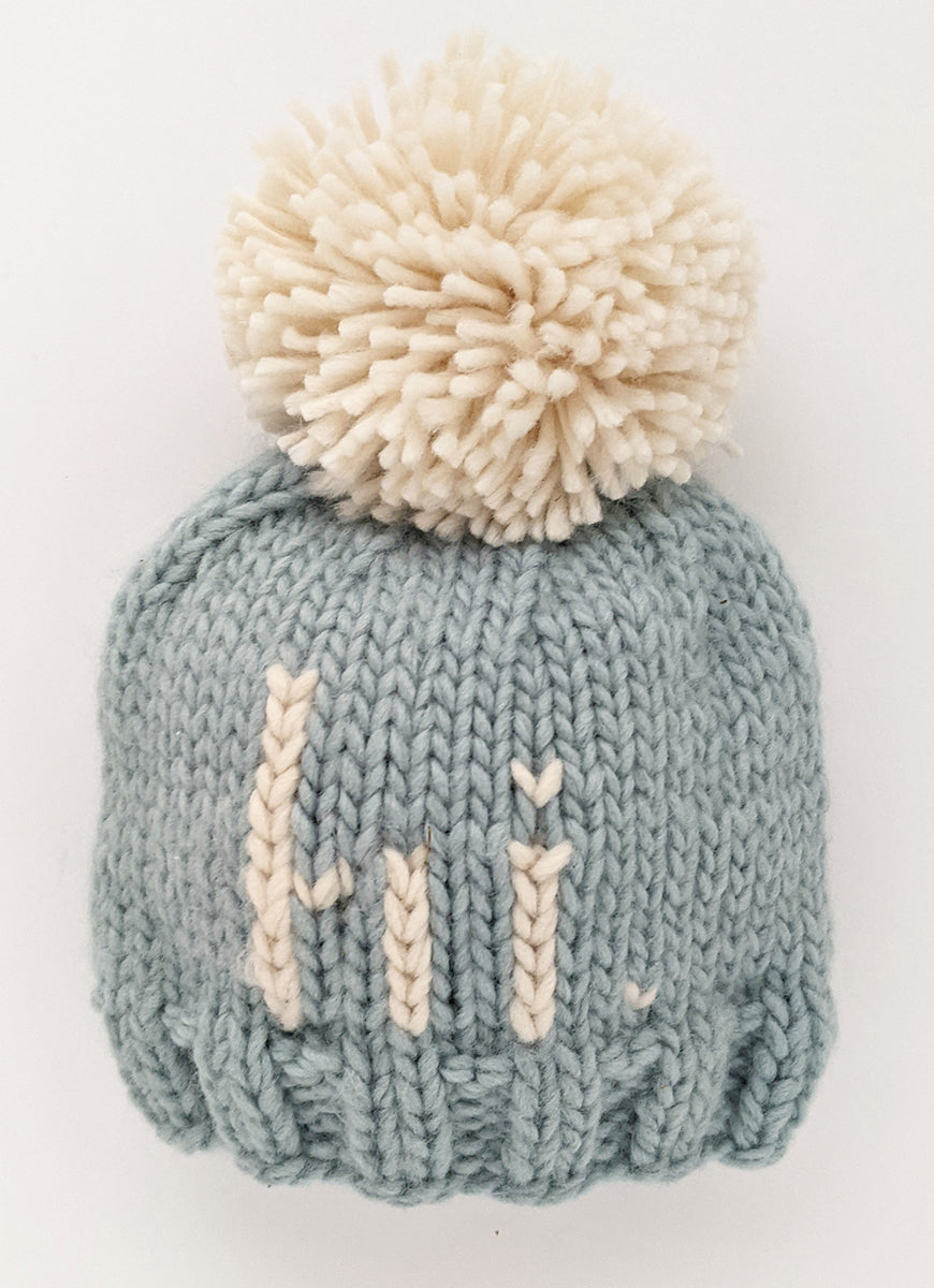 Huggalugs hi. Hand Knit Beanie Hat - Surf Blue, Medium (6-24 months)