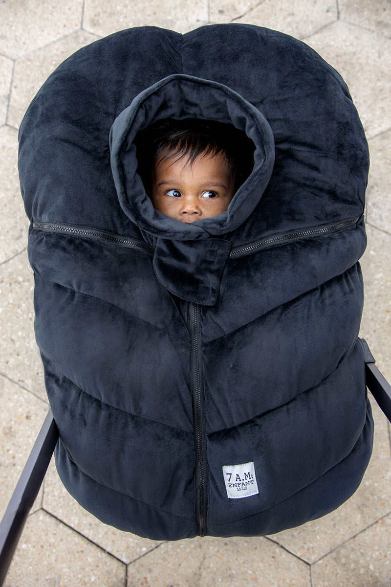 7 A.M. Enfant Cocoon Car Seat Cover - Black Velour