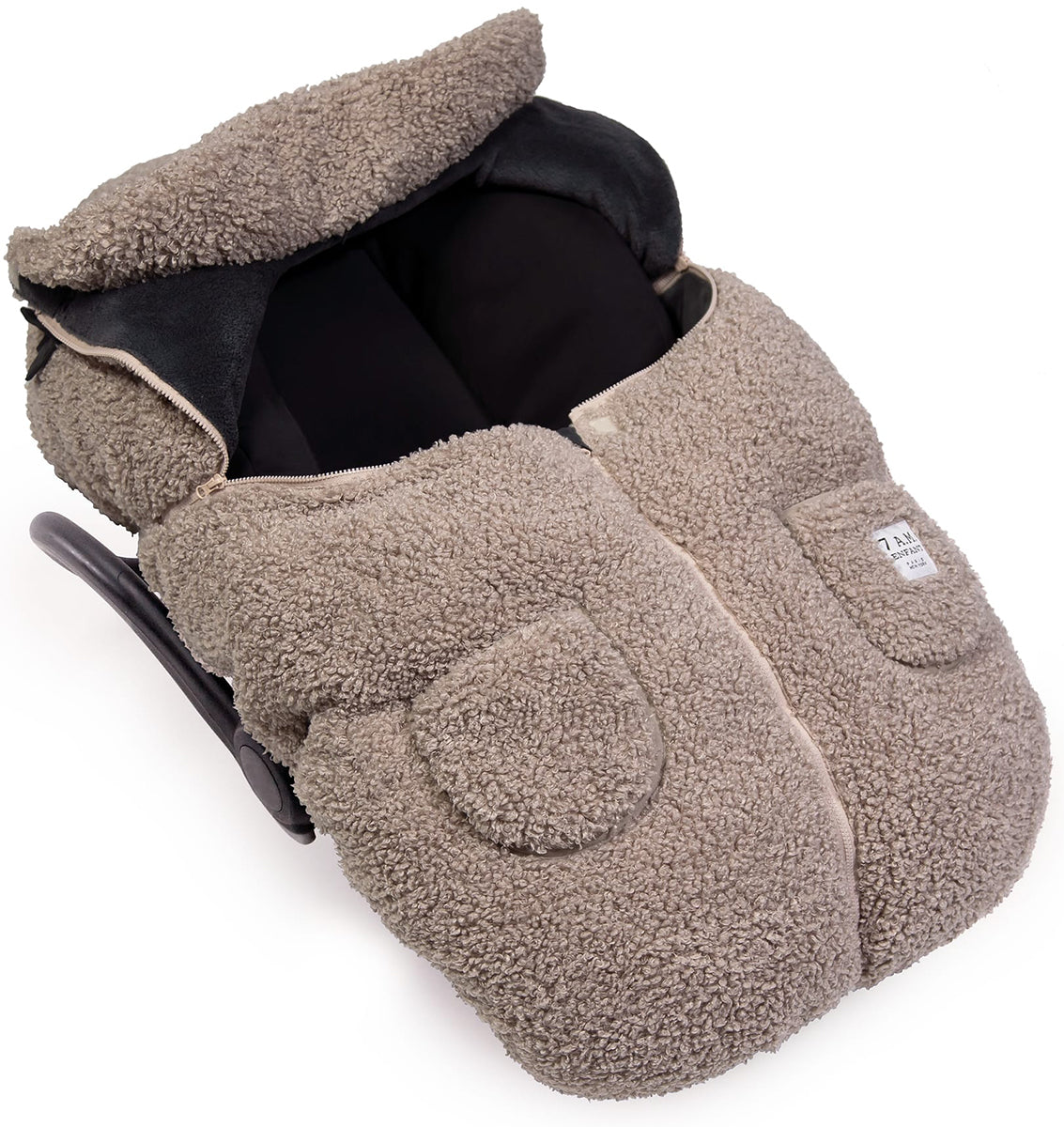 7 A.M. Enfant Cocoon Car Seat Cover - Teddy - Oatmeal Teddy