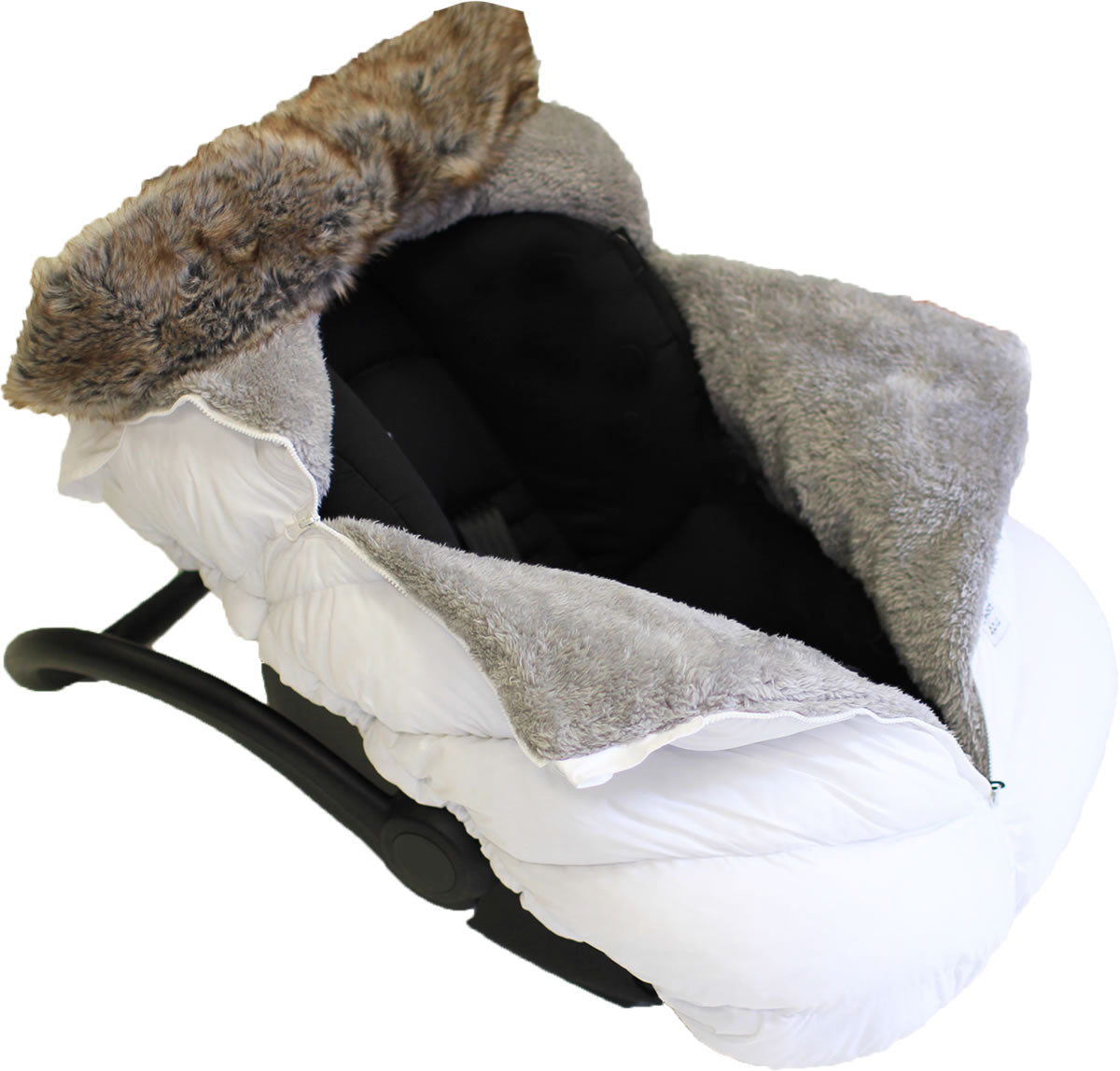 7 A.M. Enfant Cocoon Car Seat Cover - White Faux Fur